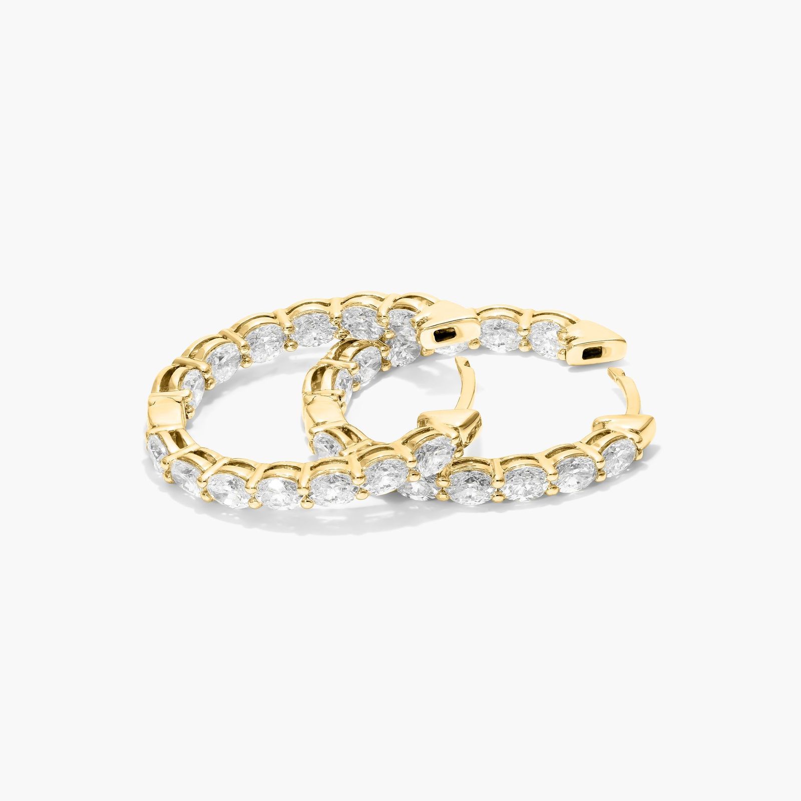 Inside Out 3 CTW Oval Cut Lab-Grown Diamond Hoop Earrings In 14K Yellow Gold