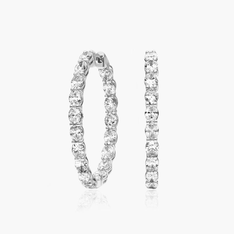 Inside Out 5 CTW Oval Cut Lab-Grown Diamond Hoop Earrings In 14K White Gold