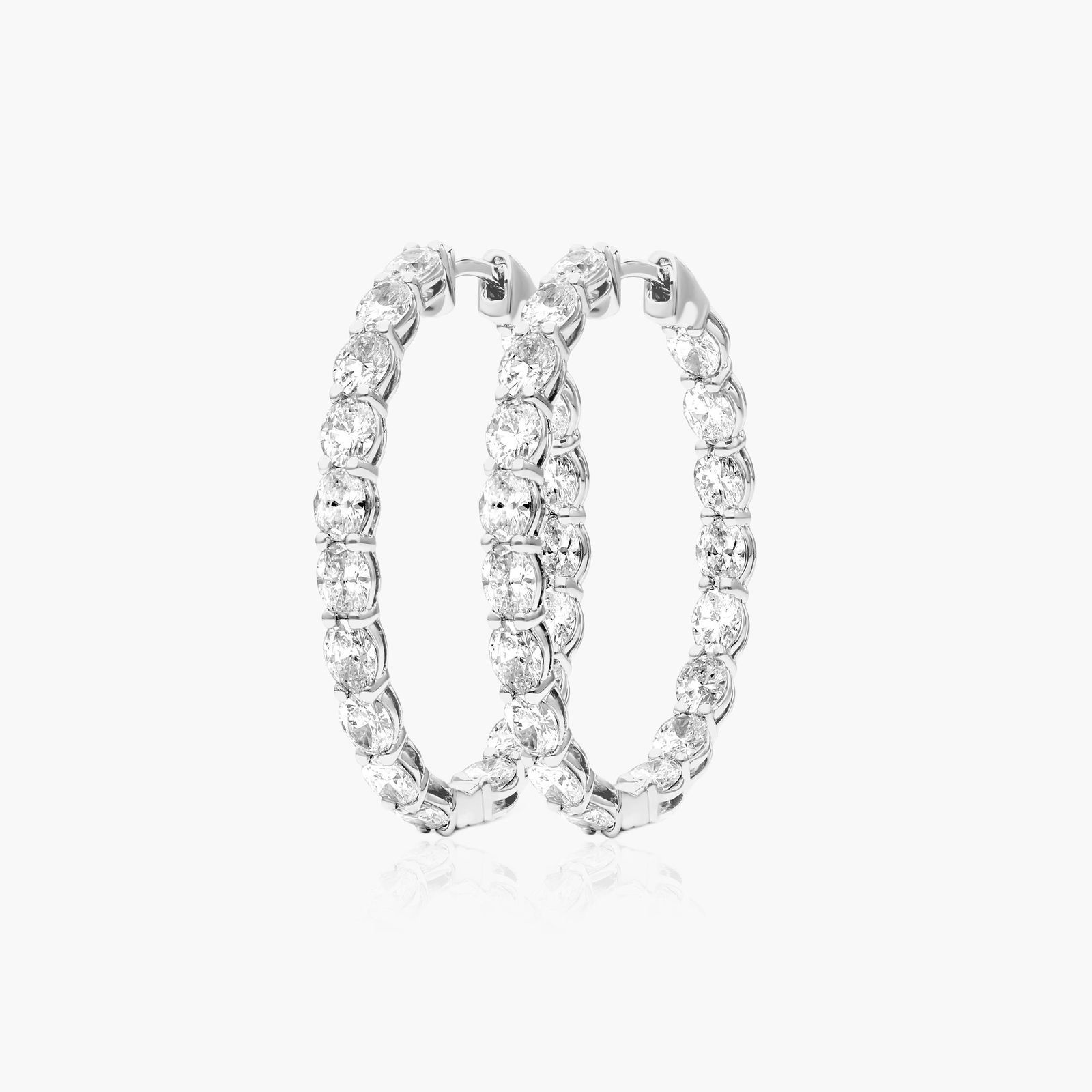 Inside Out 5 CTW Oval Cut Lab-Grown Diamond Hoop Earrings In 14K White Gold