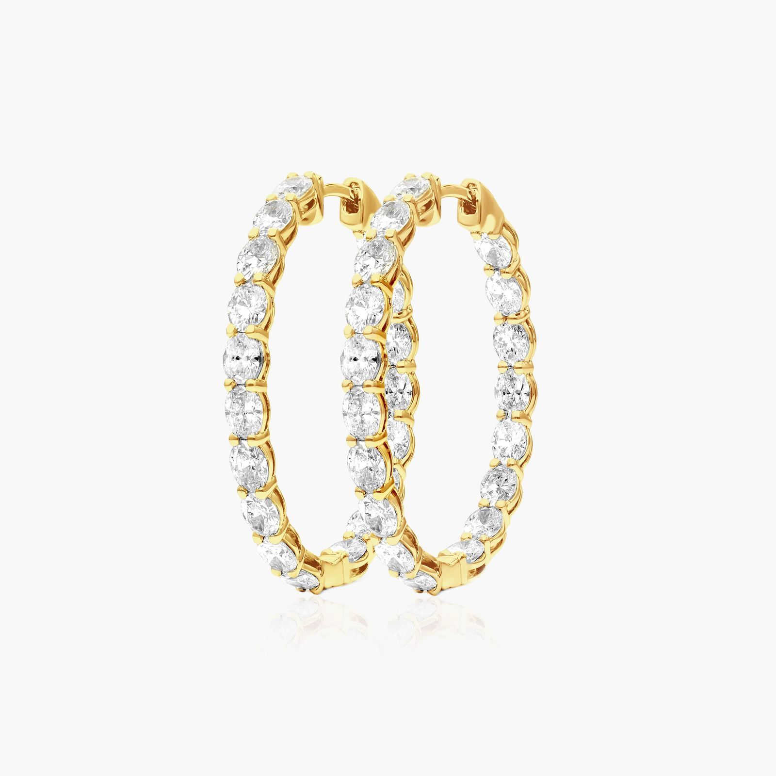 Inside Out 5 CTW Oval Cut Lab-Grown Diamond Hoop Earrings In 14K Yellow Gold