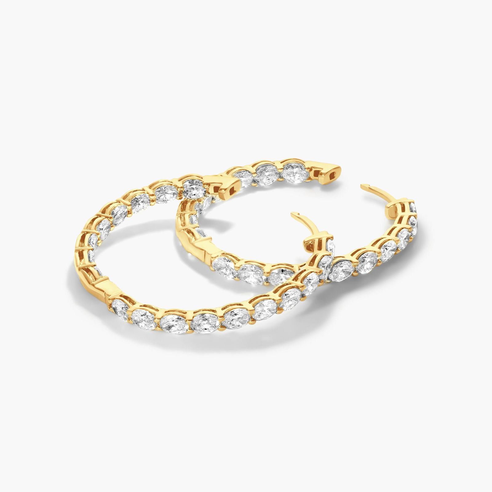 Inside Out 5 CTW Oval Cut Lab-Grown Diamond Hoop Earrings In 14K Yellow Gold