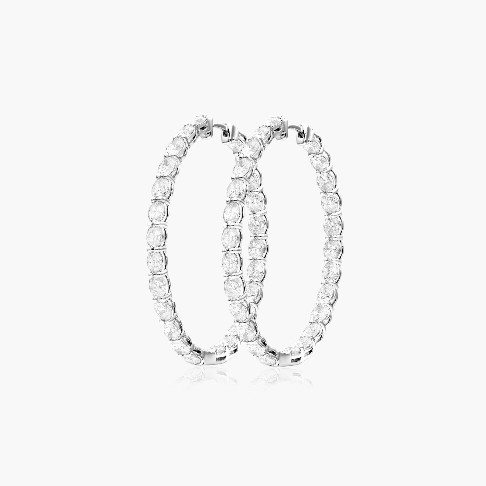 Inside Out 7 CTW Oval Cut Lab-Grown Diamond Hoop Earrings In 14K White Gold