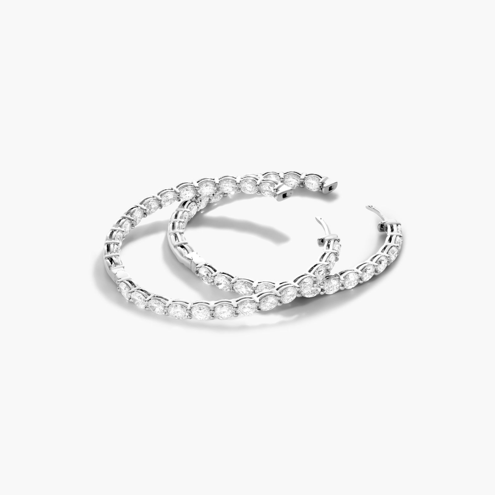 Inside Out 7 CTW Oval Cut Lab-Grown Diamond Hoop Earrings In 14K White Gold