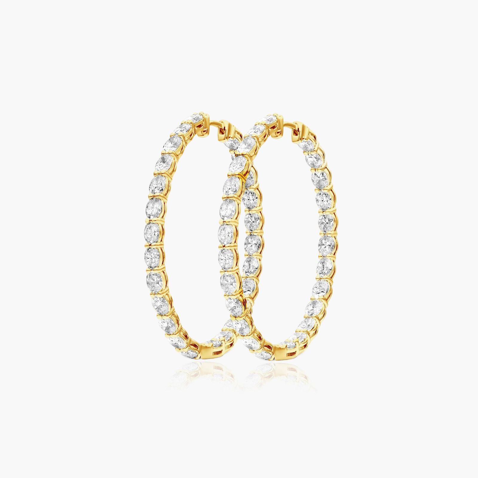 Inside Out 7 CTW Oval Cut Lab-Grown Diamond Hoop Earrings In 14K Yellow Gold