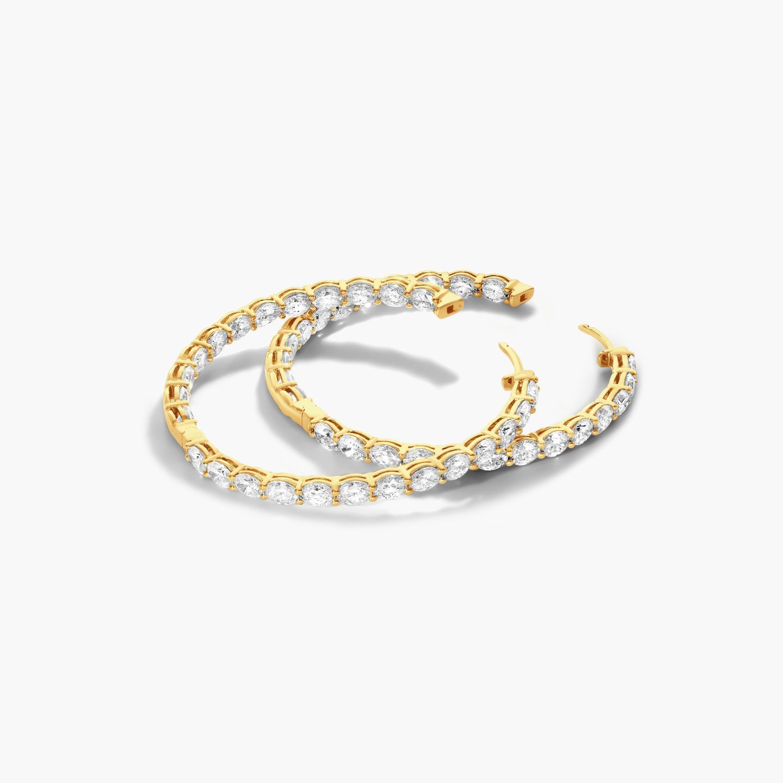 Inside Out 7 CTW Oval Cut Lab-Grown Diamond Hoop Earrings In 14K Yellow Gold