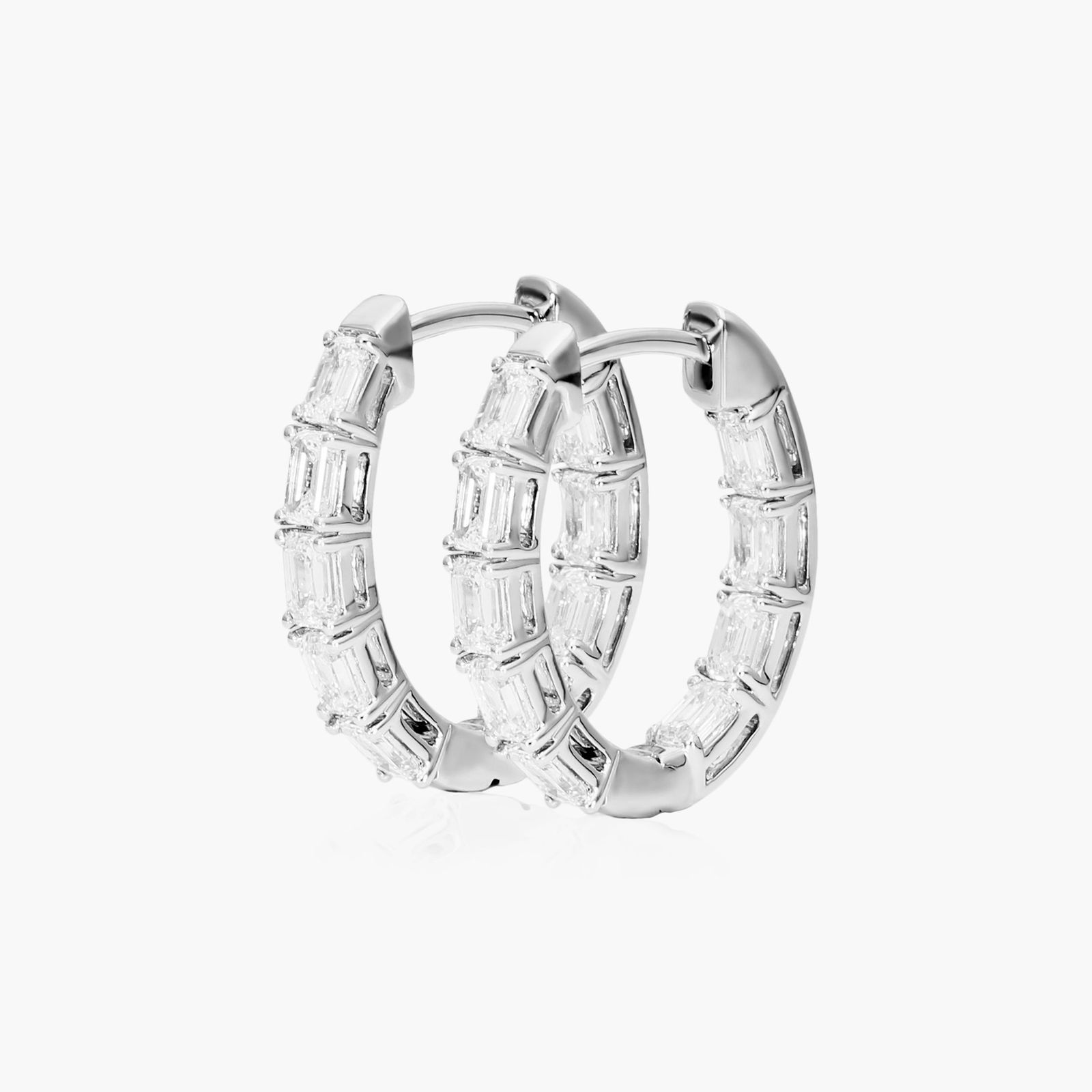 Inside Out 2 CTW Emerald Cut Lab-Grown Diamond Hoop Earrings In 14K White Gold