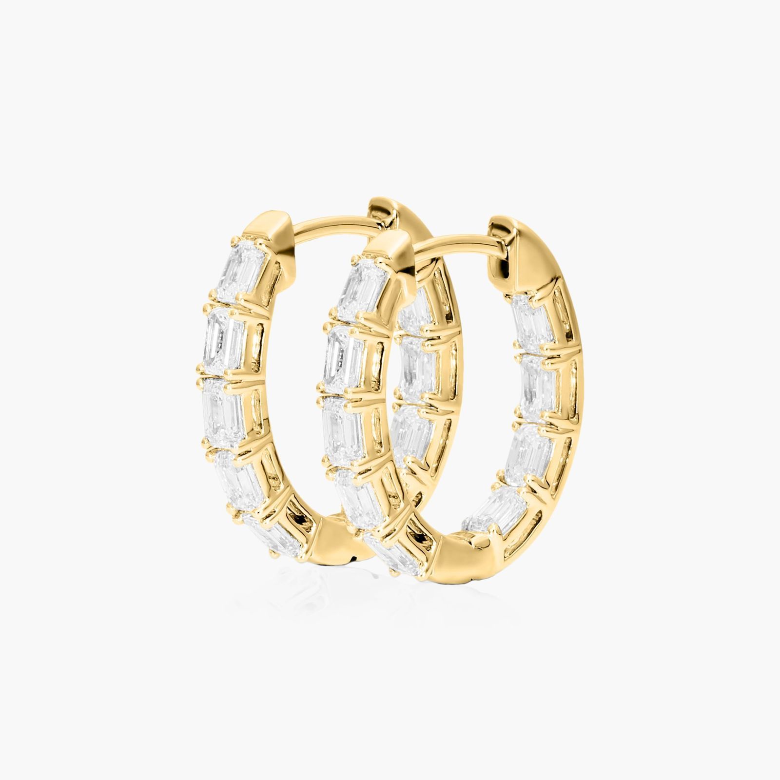 Inside Out 2 CTW Emerald Cut Lab-Grown Diamond Hoop Earrings In 14K Yellow Gold