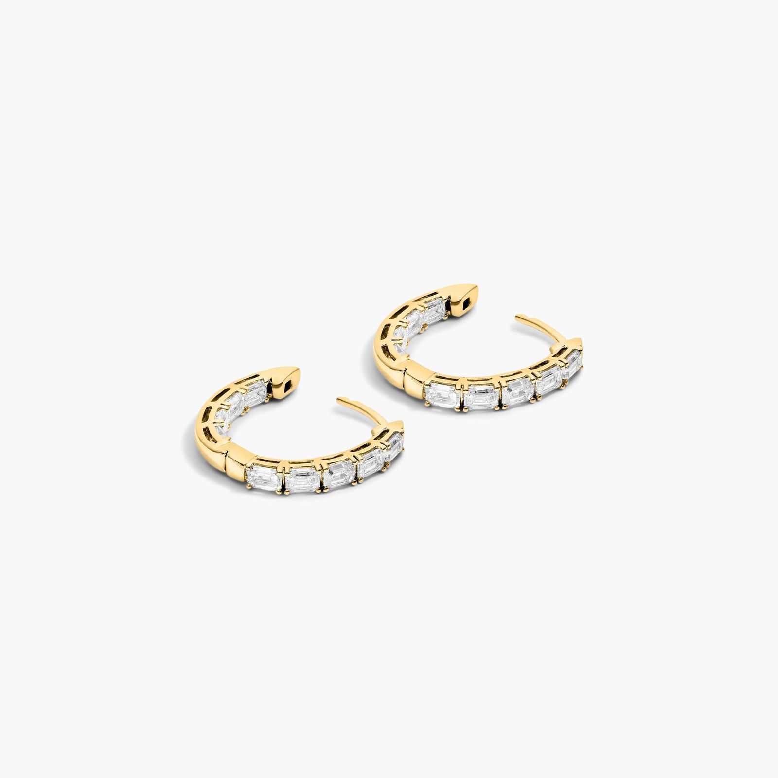 Inside Out 2 CTW Emerald Cut Lab-Grown Diamond Hoop Earrings In 14K Yellow Gold