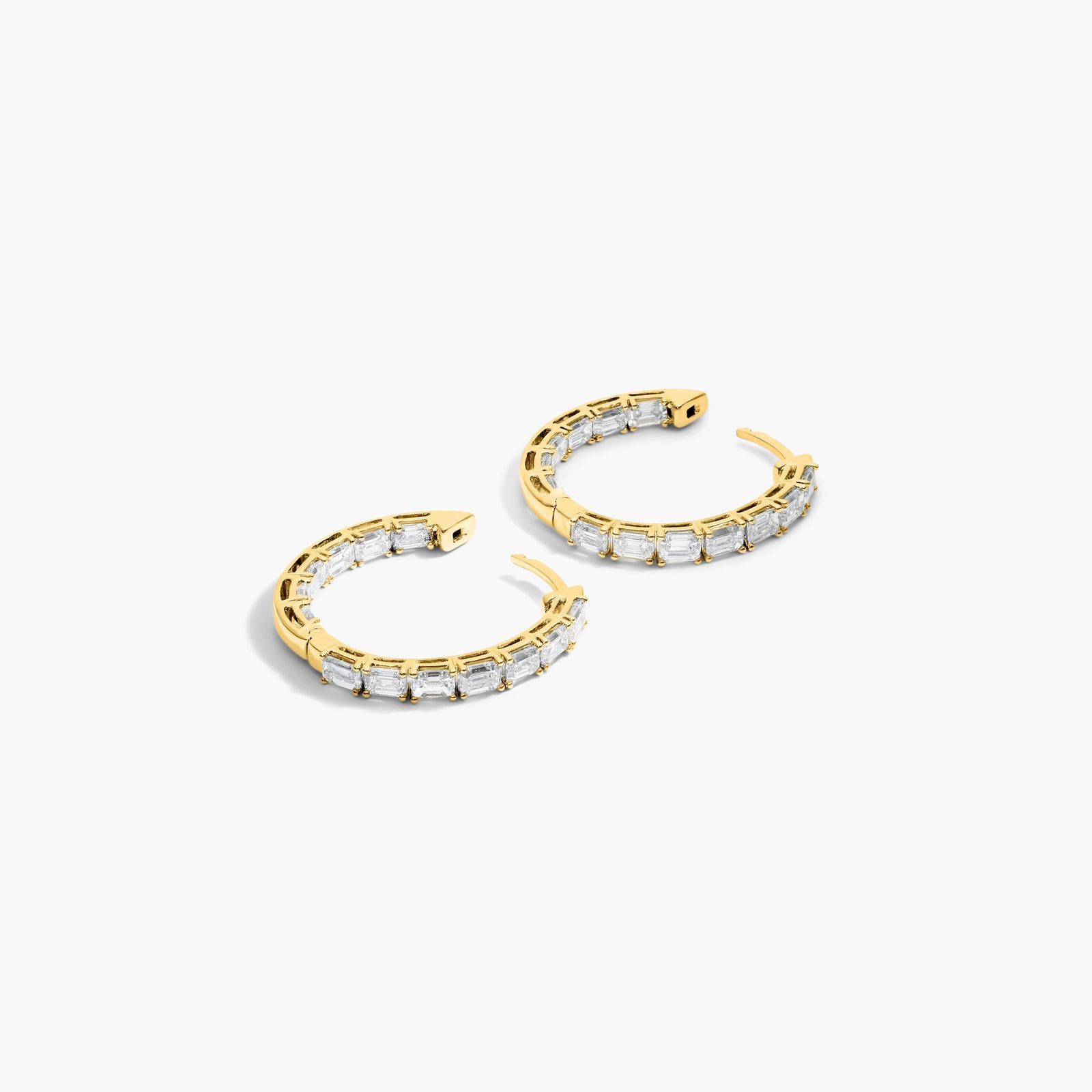 Inside Out 3 CTW Emerald Cut Lab-Grown Diamond Hoop Earrings In 14K Yellow Gold