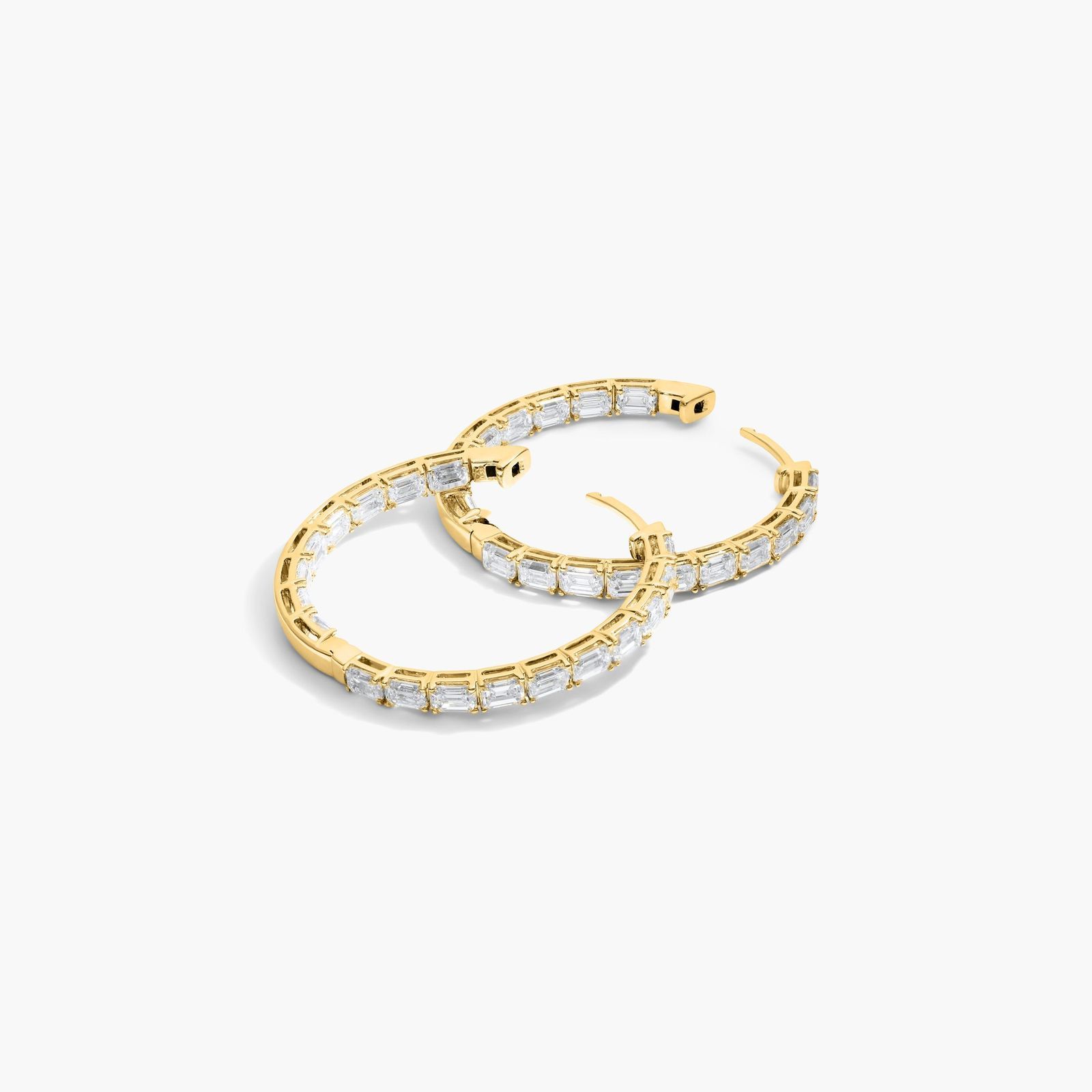 Inside Out 5 CTW Emerald Cut Lab-Grown Diamond Hoop Earrings In 14K Yellow Gold