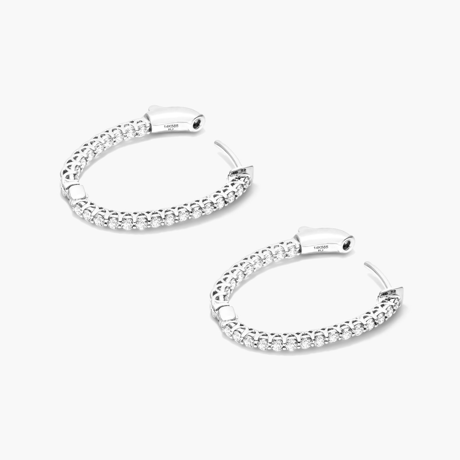 Lucida 1 CTW Diamond Hoop Earrings In 14K White Gold