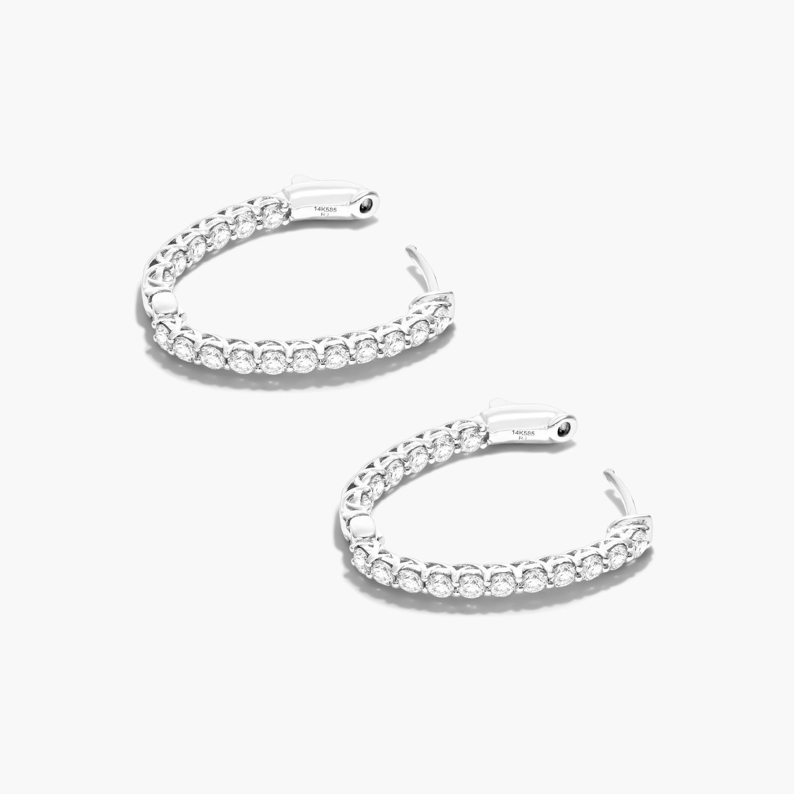 Lucida 2 CTW Diamond Hoop Earrings In 14K White Gold