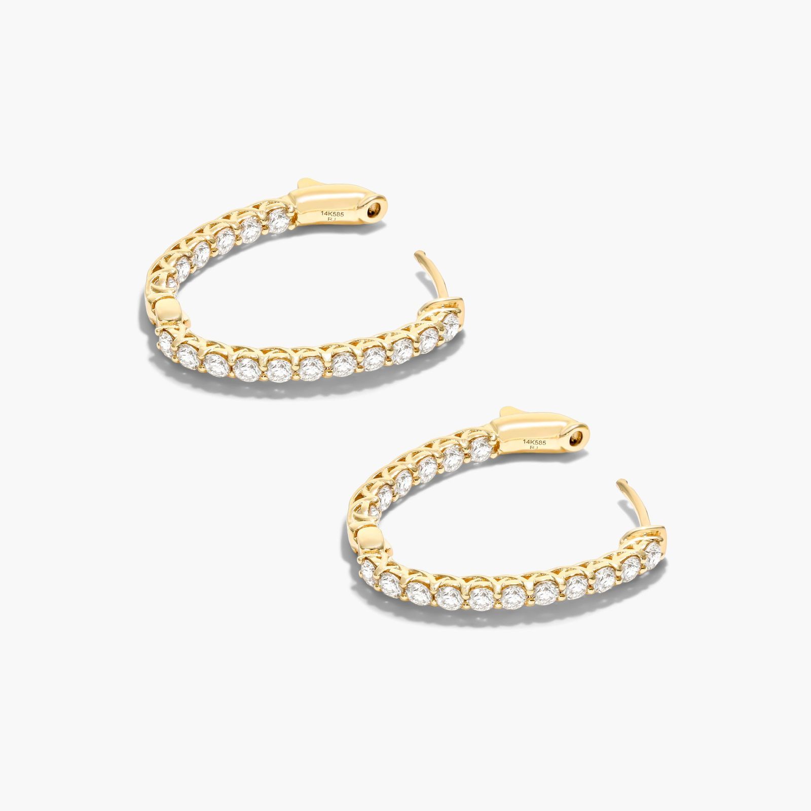 Lucida 2 CTW Diamond Hoop Earrings In 14K Yellow Gold