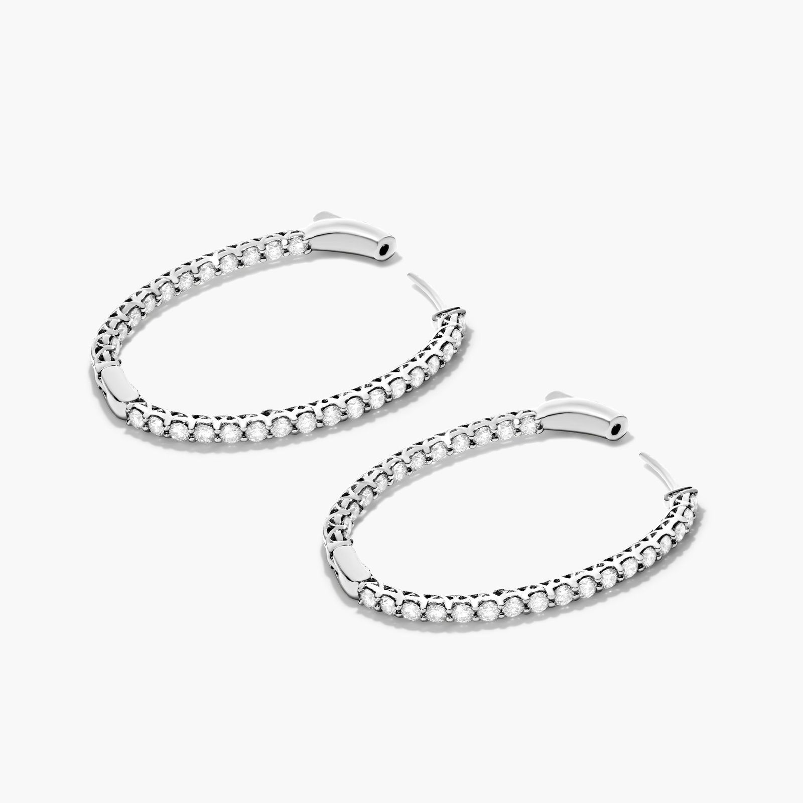 Lucida 3 CTW Diamond Hoop Earrings In 14K White Gold