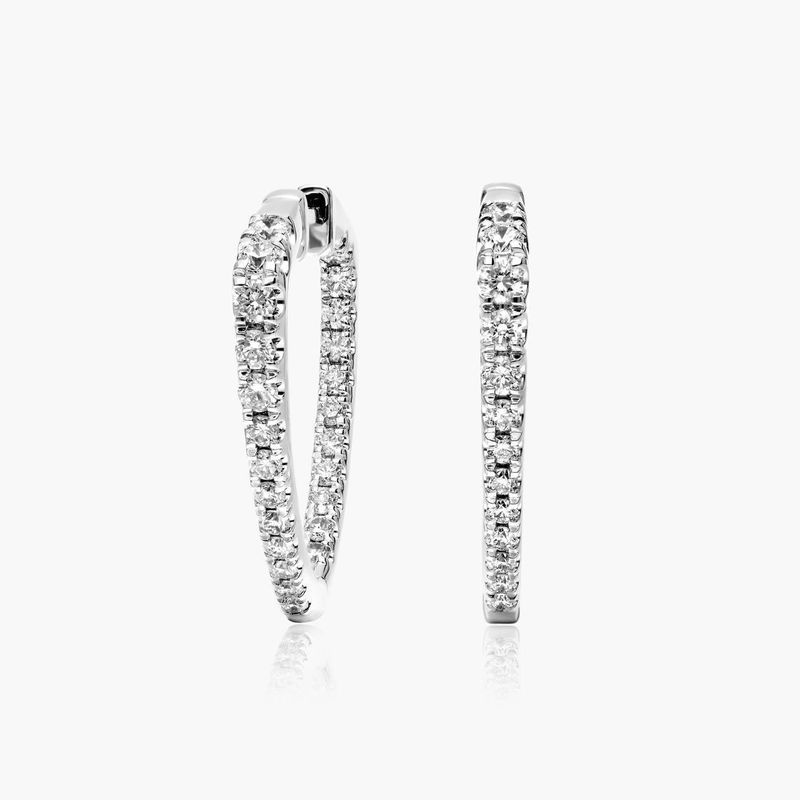Inside Out Triangle 1 CTW Diamond Hoop Earrings In Platinum