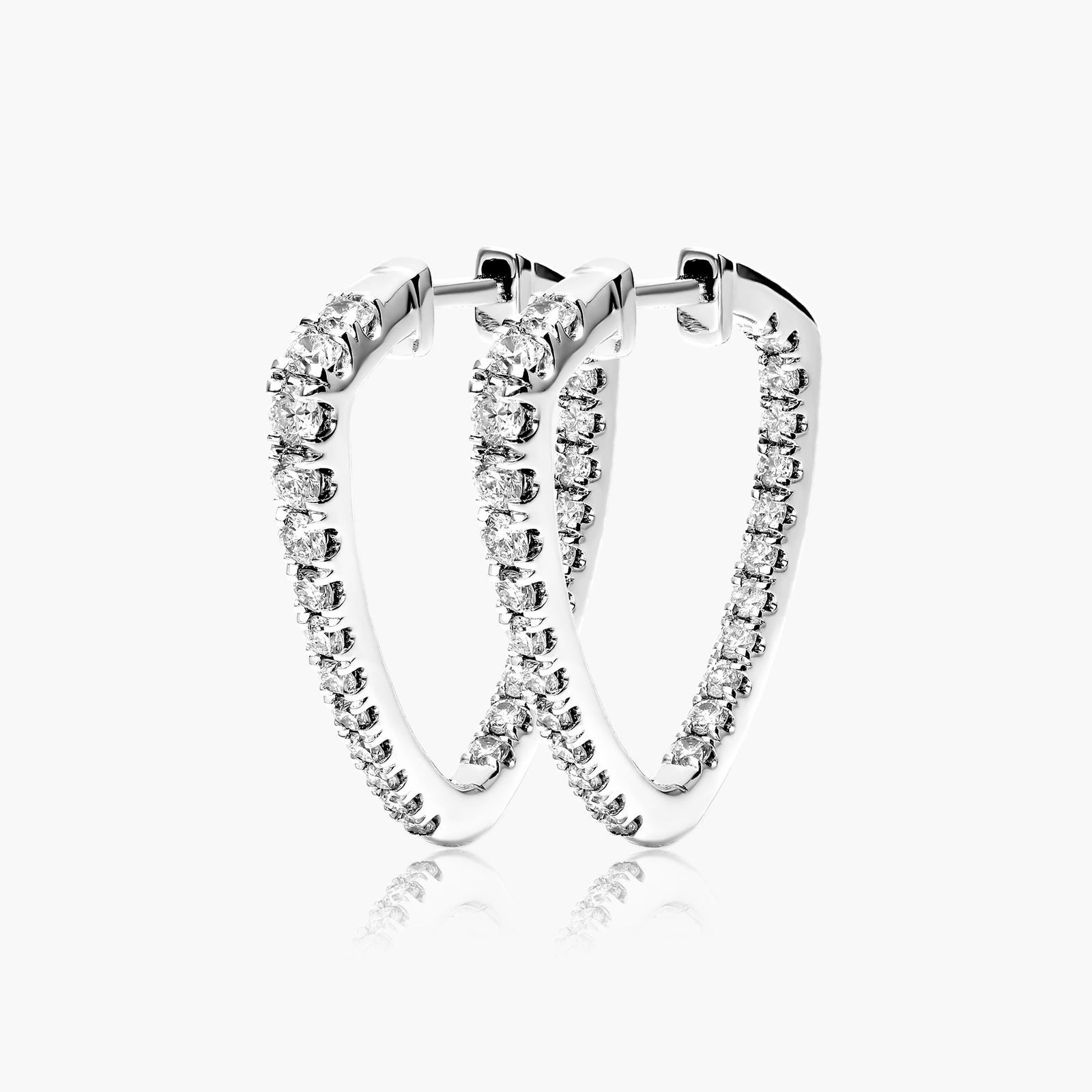Inside Out Triangle 1 CTW Diamond Hoop Earrings In Platinum