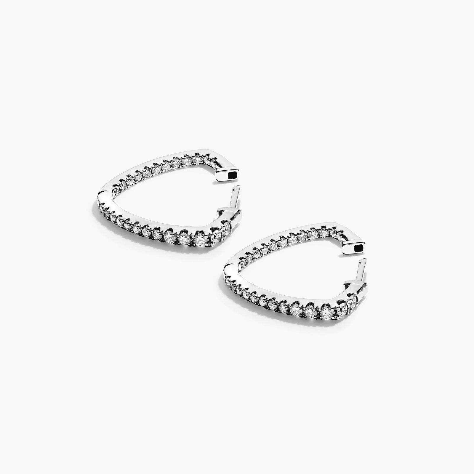 Inside Out Triangle 1 CTW Diamond Hoop Earrings In Platinum