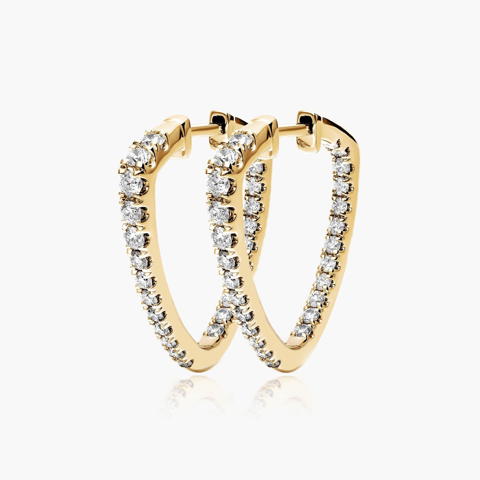 Inside Out Triangle 1 CTW Diamond Hoop Earrings In 14K Yellow Gold