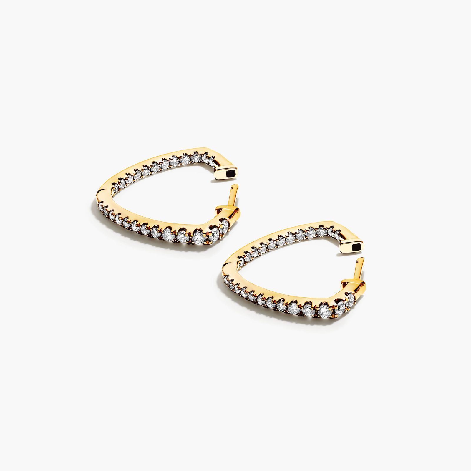 Inside Out Triangle 1 CTW Diamond Hoop Earrings In 14K Yellow Gold