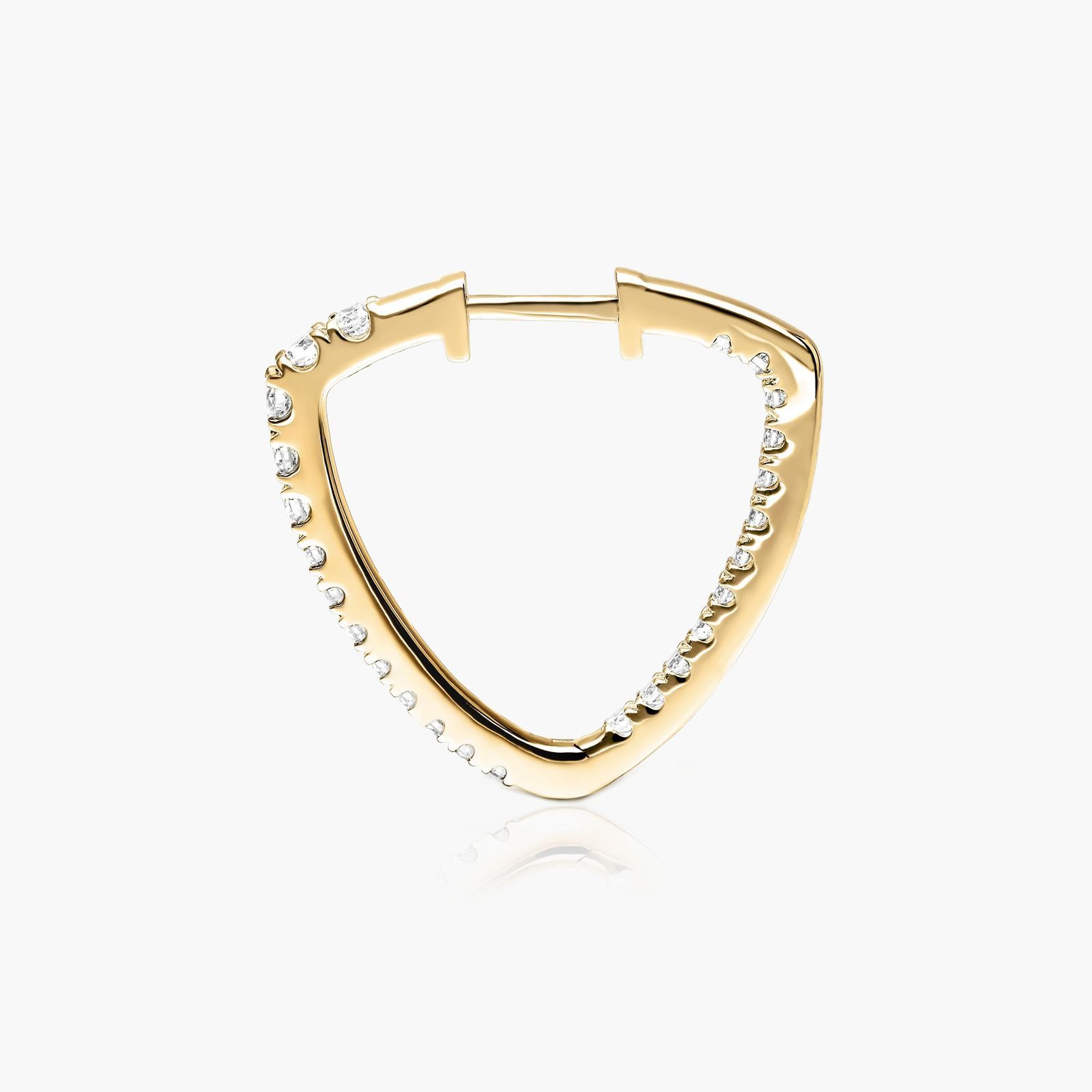 Inside Out Triangle 1 CTW Diamond Hoop Earrings In 14K Yellow Gold