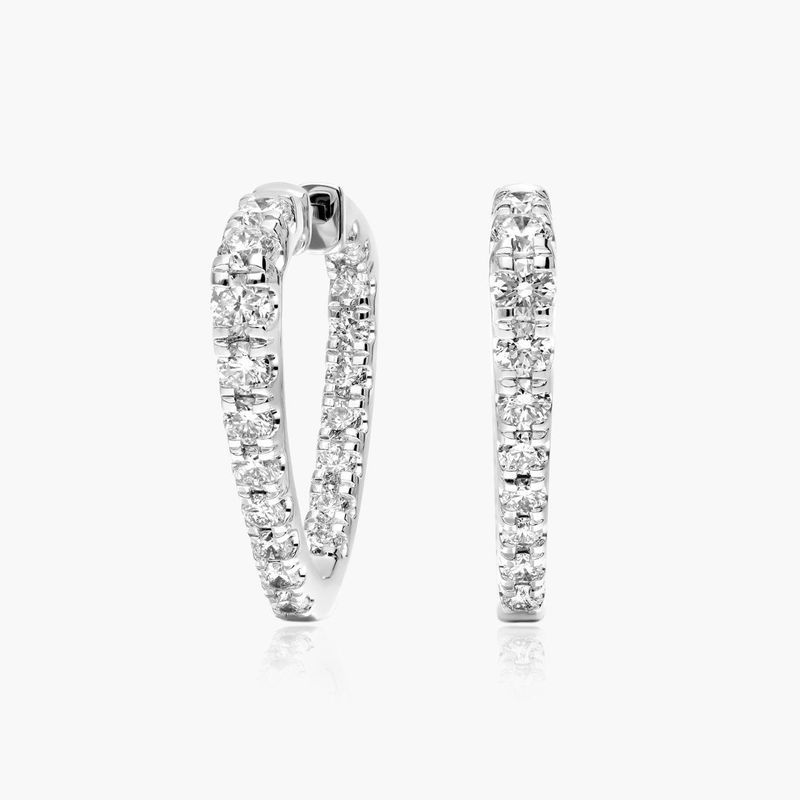 Inside Out Triangle 2 CTW Diamond Hoop Earrings In Platinum