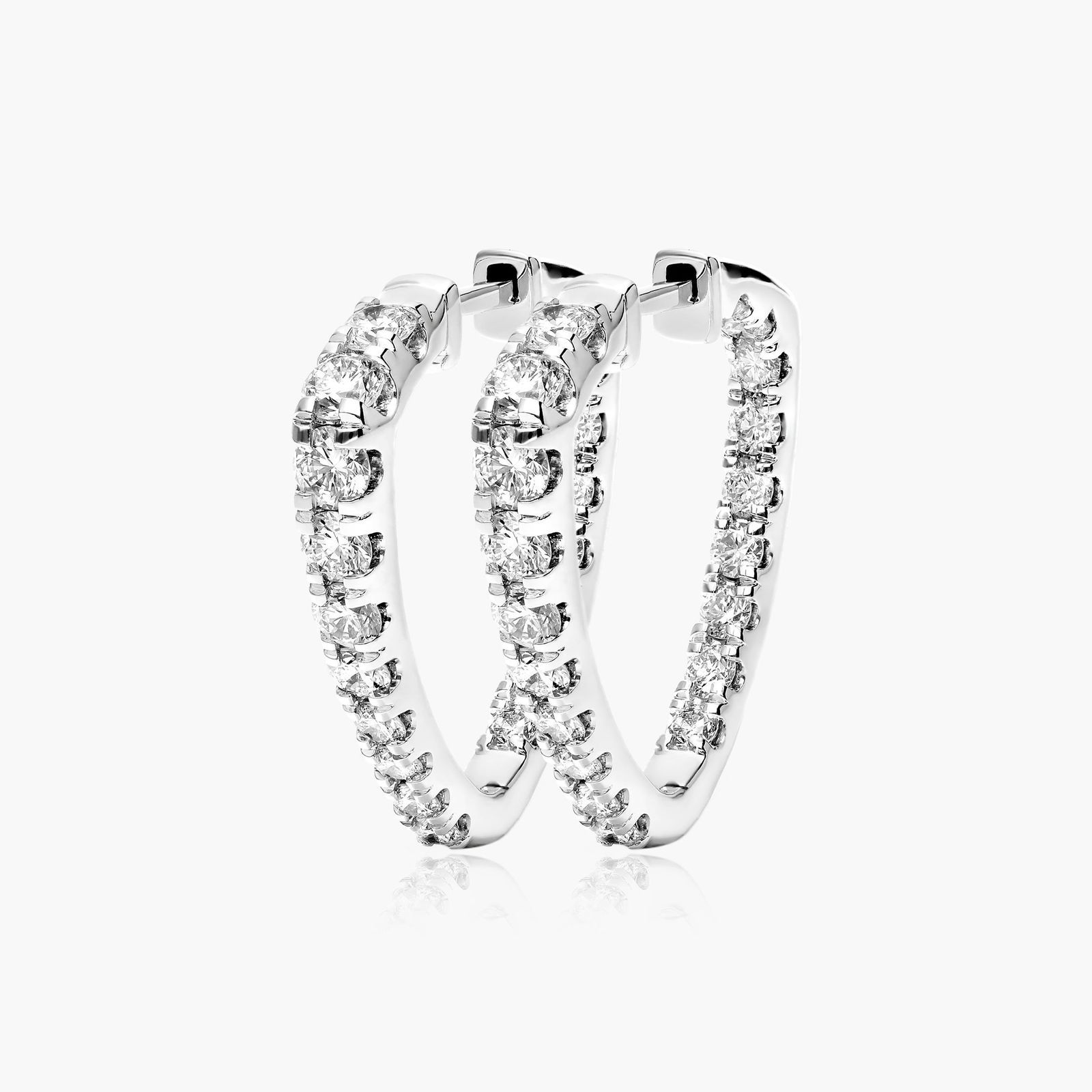 Inside Out Triangle 2 CTW Diamond Hoop Earrings In Platinum