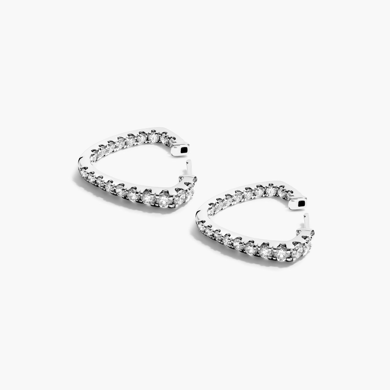 Inside Out Triangle 2 CTW Diamond Hoop Earrings In Platinum