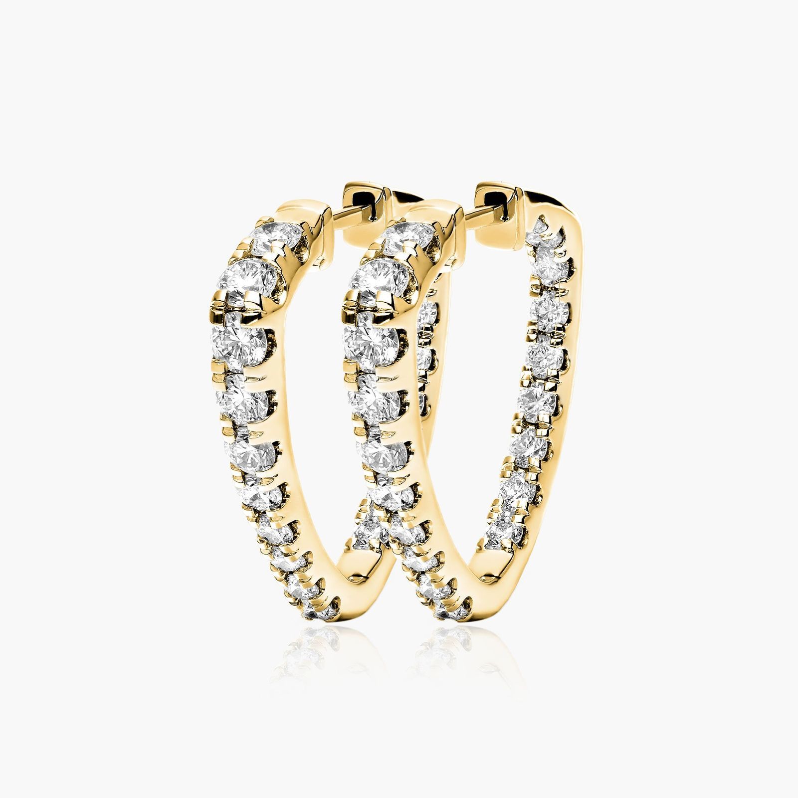 Inside Out Triangle 2 CTW Diamond Hoop Earrings In 14K Yellow Gold