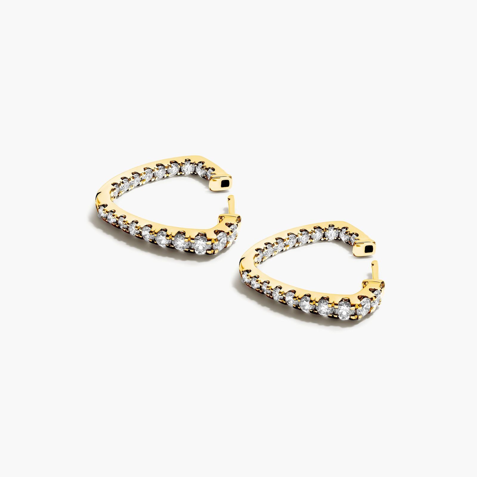 Inside Out Triangle 2 CTW Diamond Hoop Earrings In 14K Yellow Gold