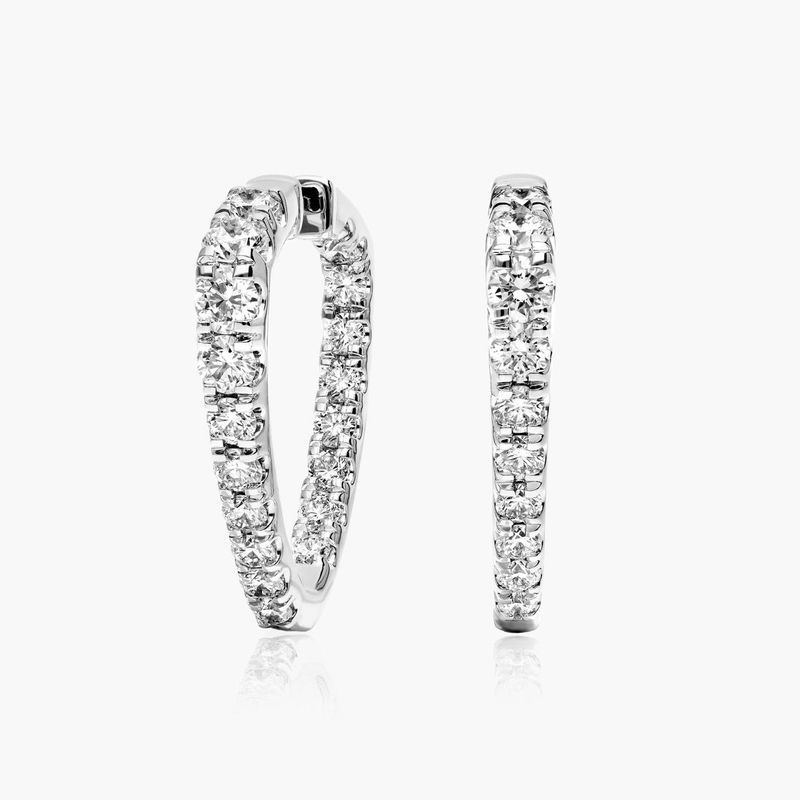 Inside Out Triangle 3 CTW Diamond Hoop Earrings In Platinum