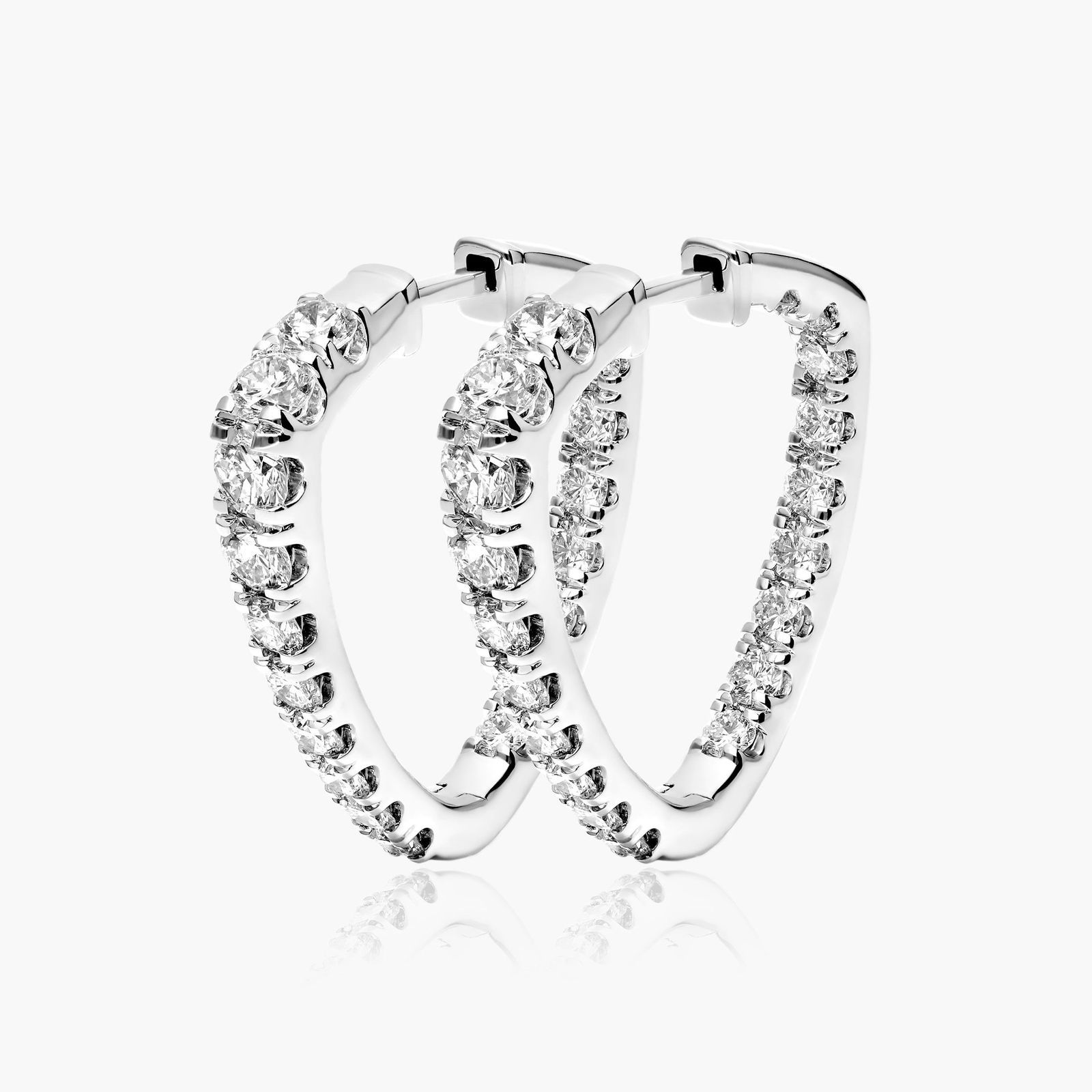 Inside Out Triangle 3 CTW Diamond Hoop Earrings In 14K White Gold