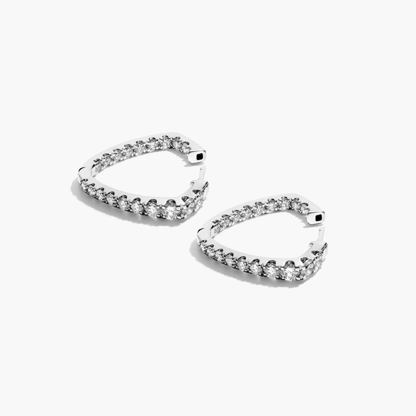 Inside Out Triangle 3 CTW Diamond Hoop Earrings In 14K White Gold