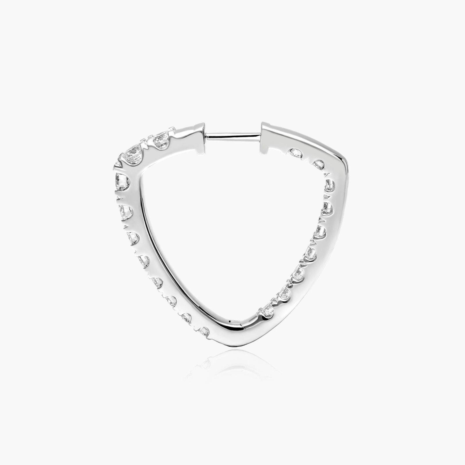 Inside Out Triangle 3 CTW Diamond Hoop Earrings In 14K White Gold