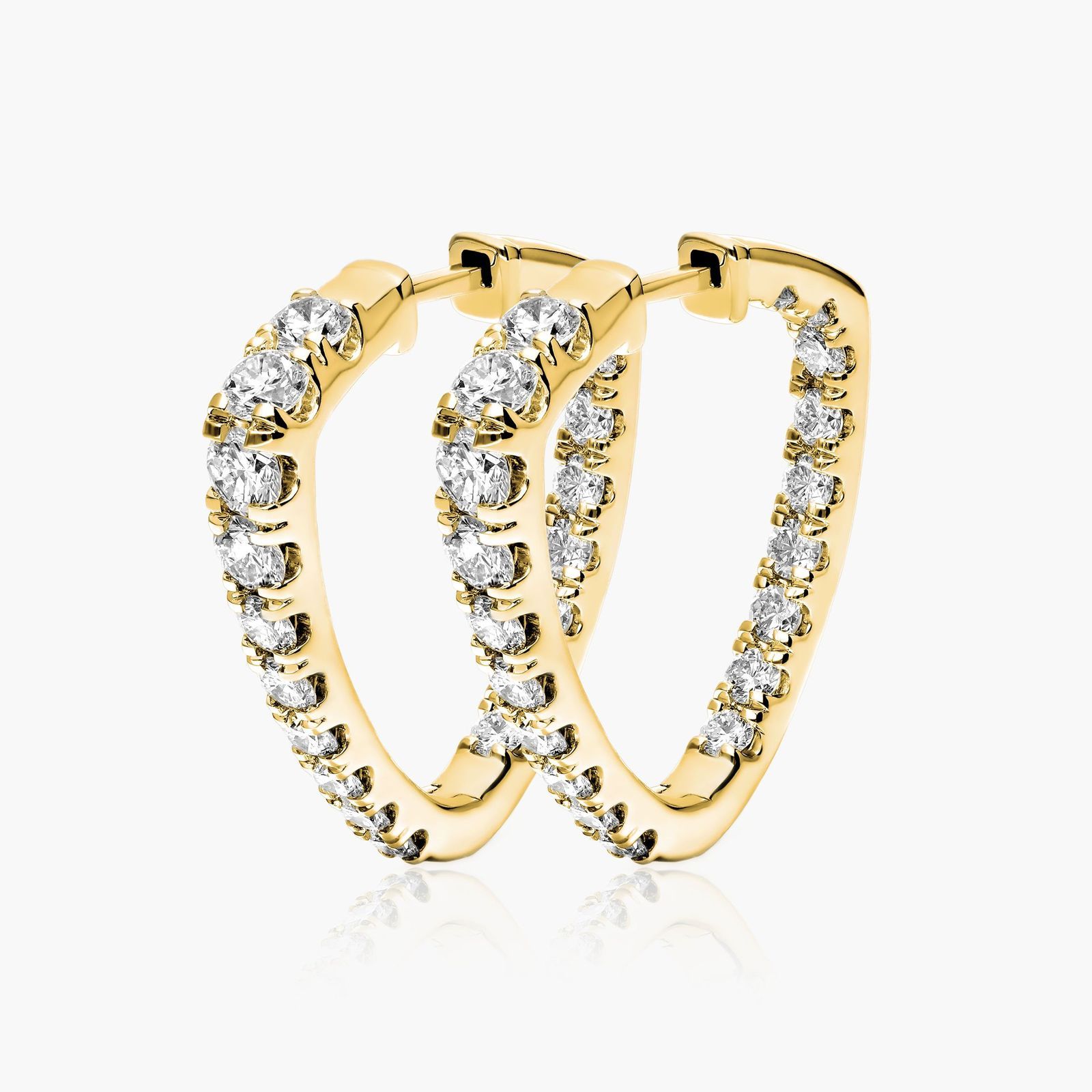 Inside Out Triangle 3 CTW Diamond Hoop Earrings In 14K Yellow Gold