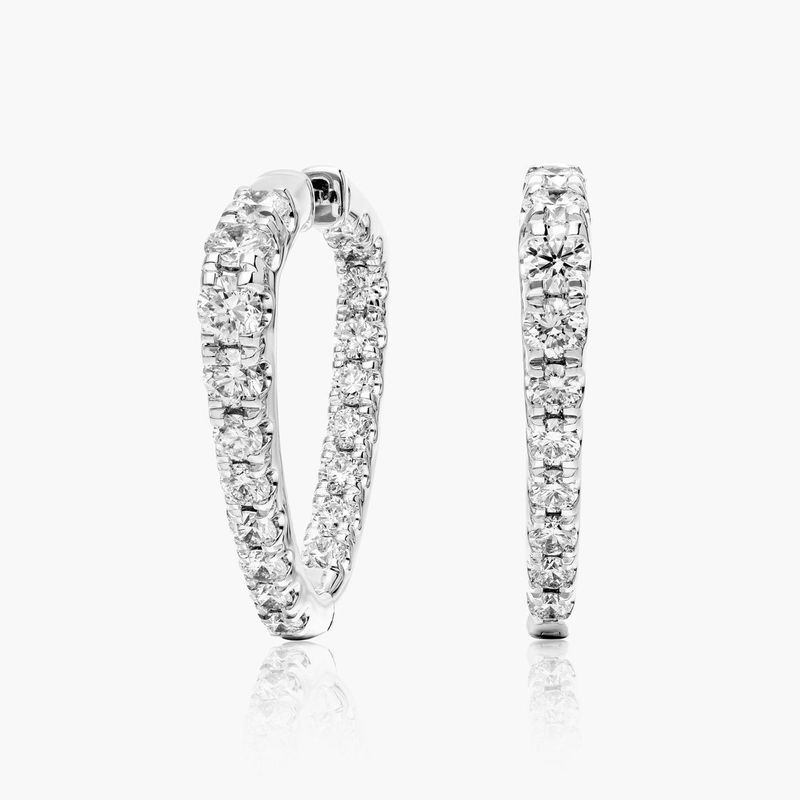 Inside Out Triangle 4 CTW Diamond Hoop Earrings In Platinum
