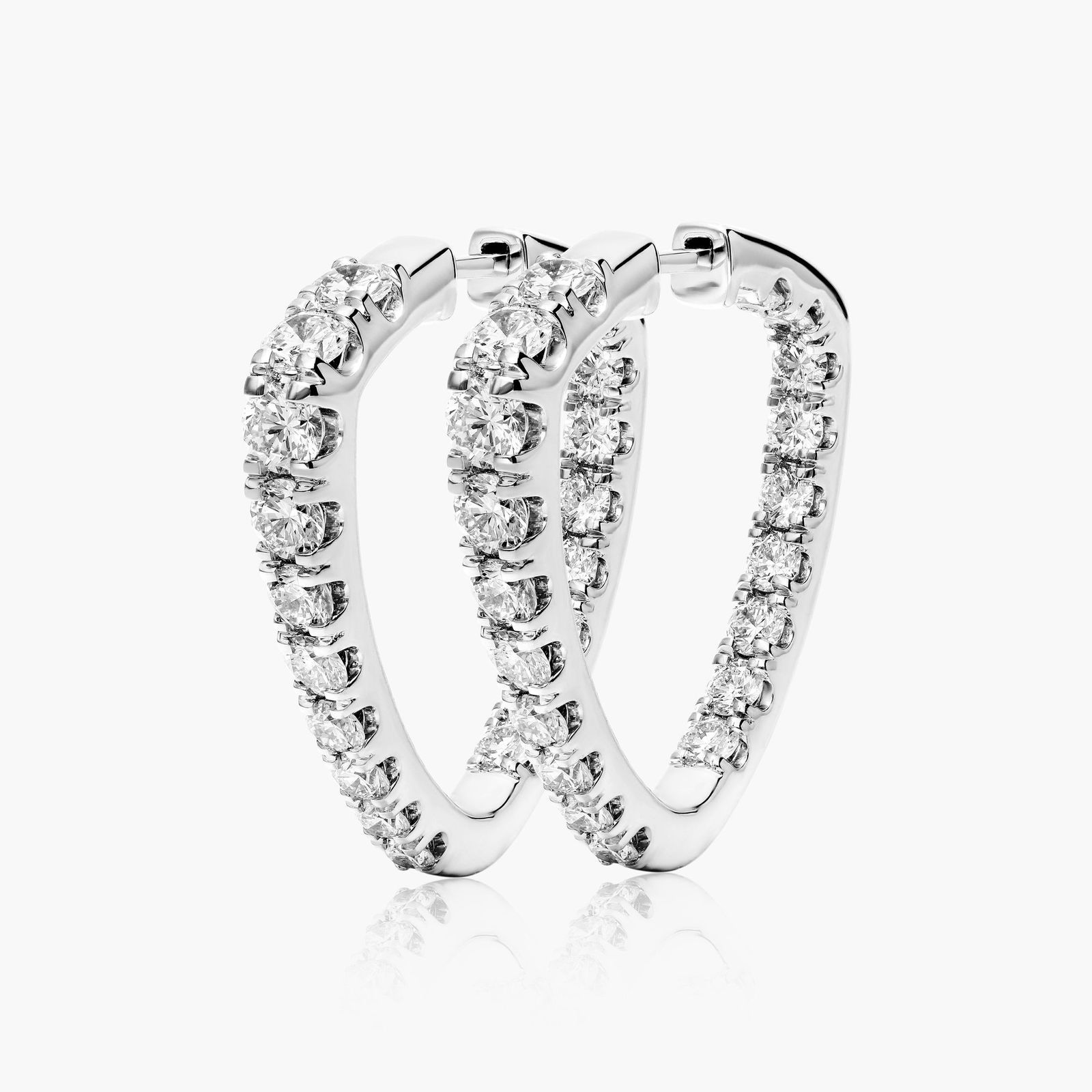 Inside Out Triangle 4 CTW Diamond Hoop Earrings In Platinum