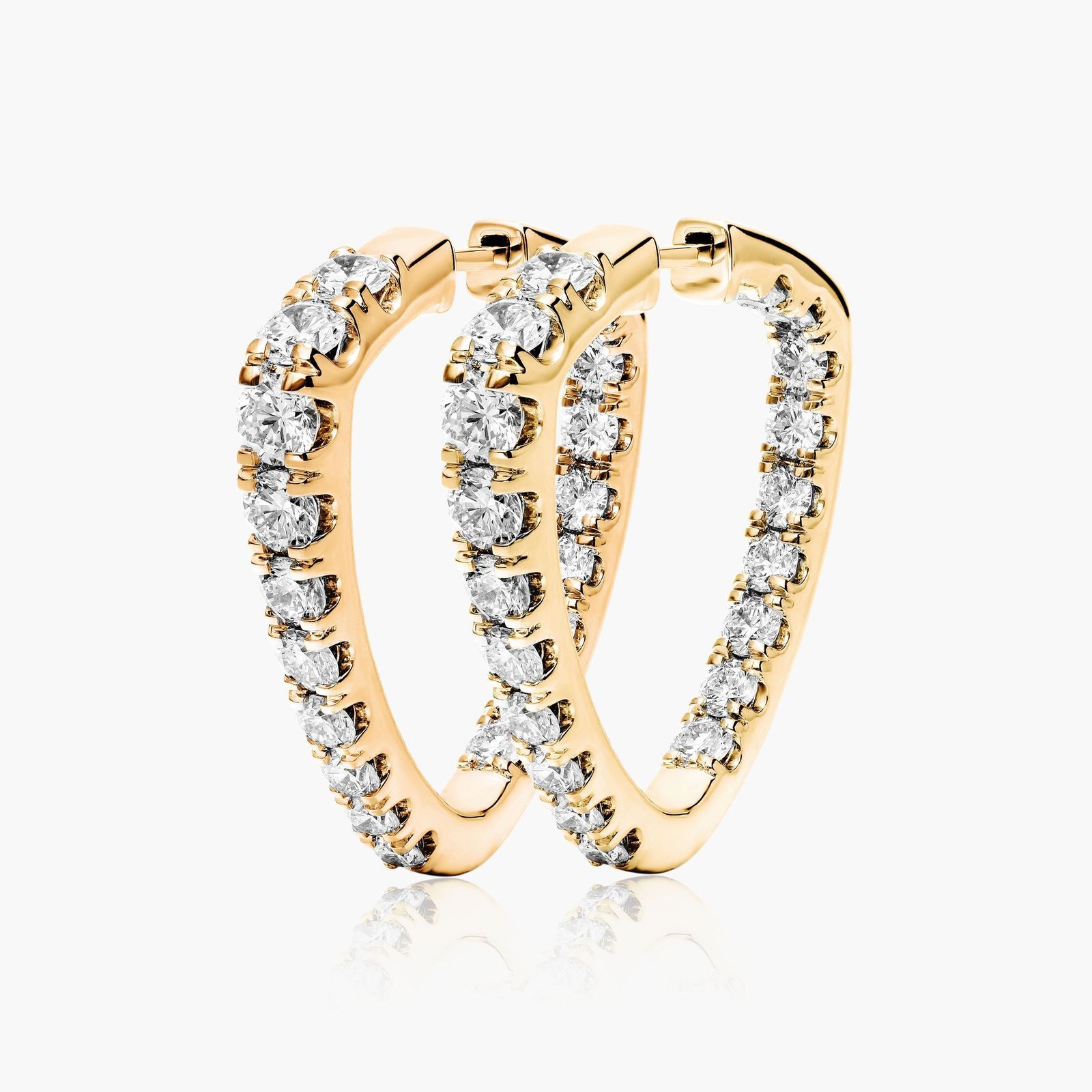 Inside Out Triangle 4 CTW Diamond Hoop Earrings In 14K Yellow Gold