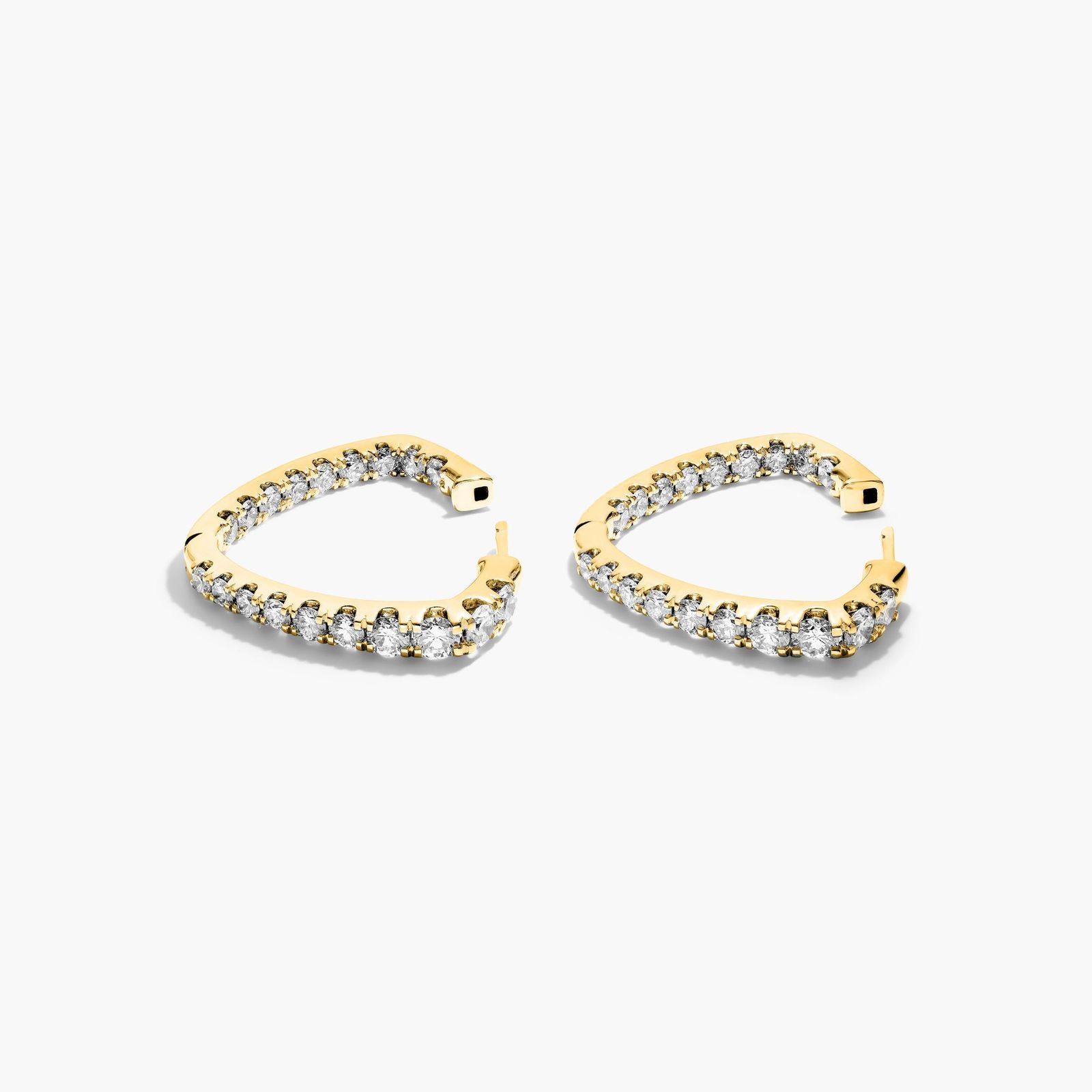 Inside Out Triangle 4 CTW Diamond Hoop Earrings In 14K Yellow Gold
