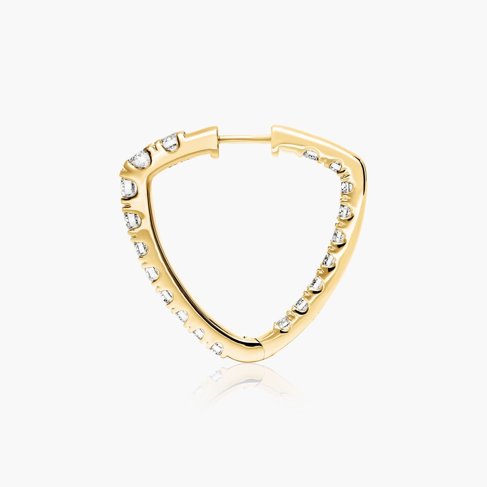 Inside Out Triangle 4 CTW Diamond Hoop Earrings In 14K Yellow Gold