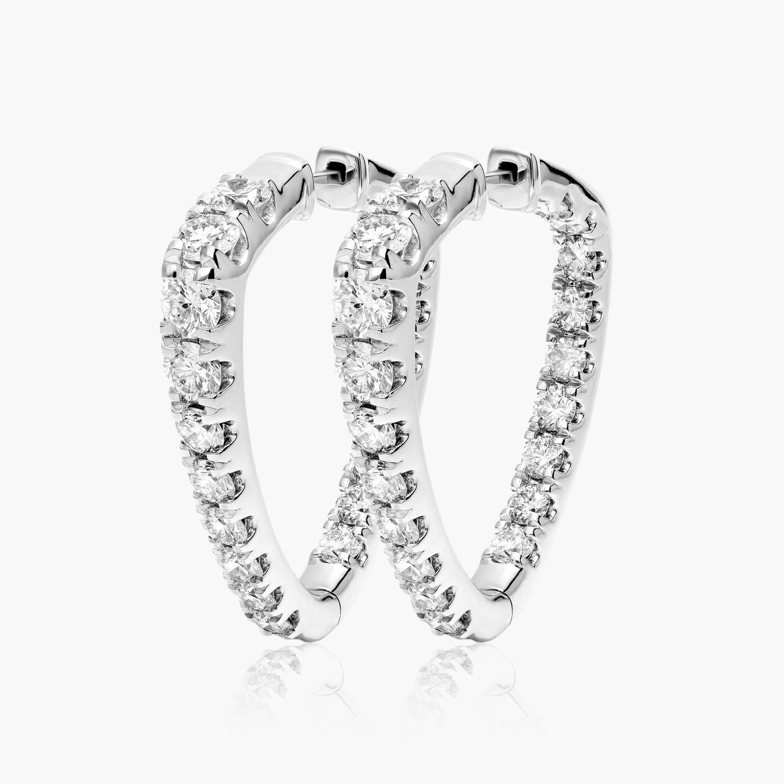 Inside Out Triangle 5 CTW Diamond Hoop Earrings In 14K White Gold