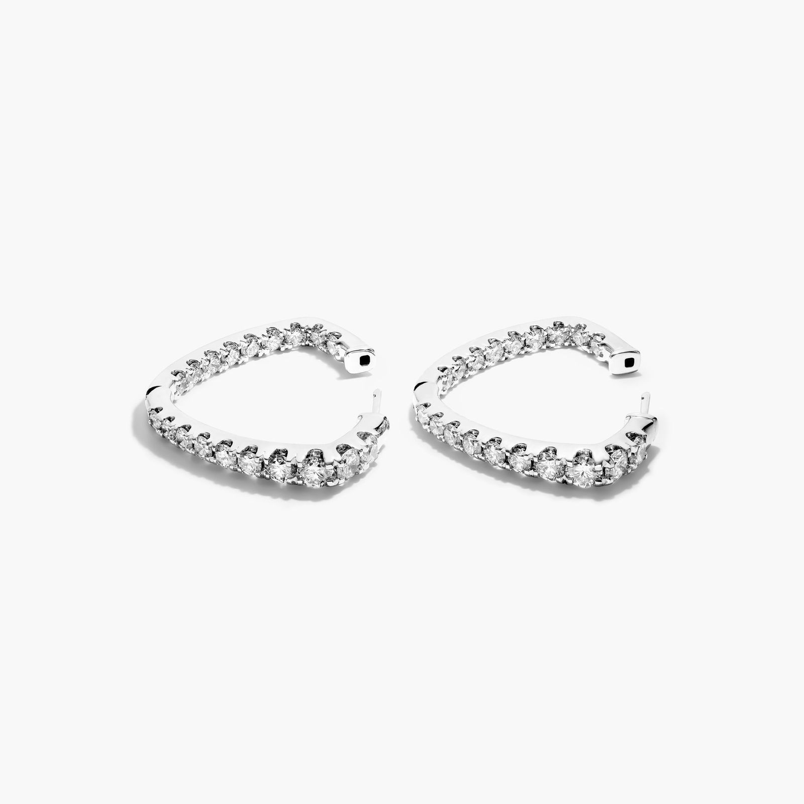 Inside Out Triangle 5 CTW Diamond Hoop Earrings In 14K White Gold