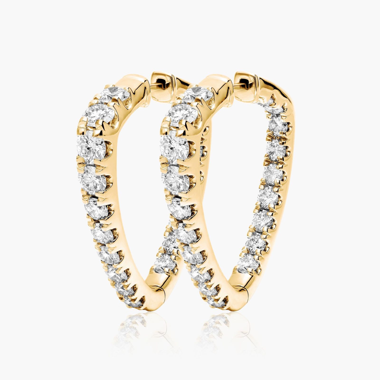 Inside Out Triangle 5 CTW Diamond Hoop Earrings In 14K Yellow Gold