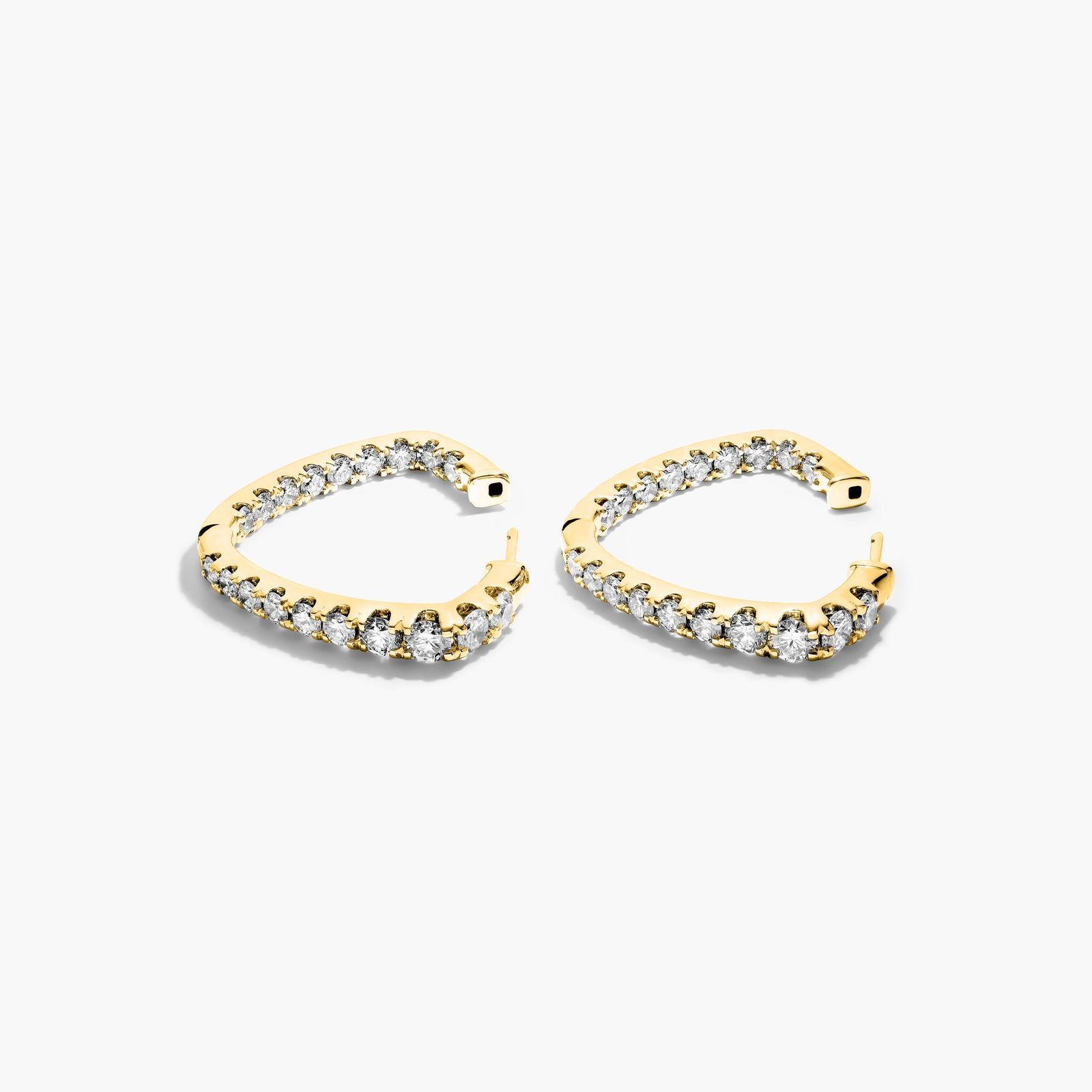 Inside Out Triangle 5 CTW Diamond Hoop Earrings In 14K Yellow Gold
