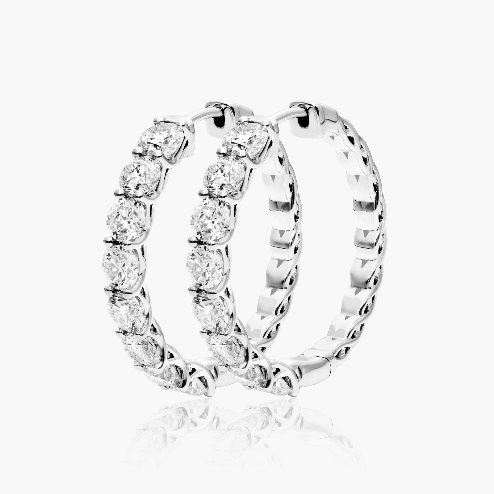 Braided 4 CTW Lab-Grown Diamond Hoop Earrings In 14K White Gold