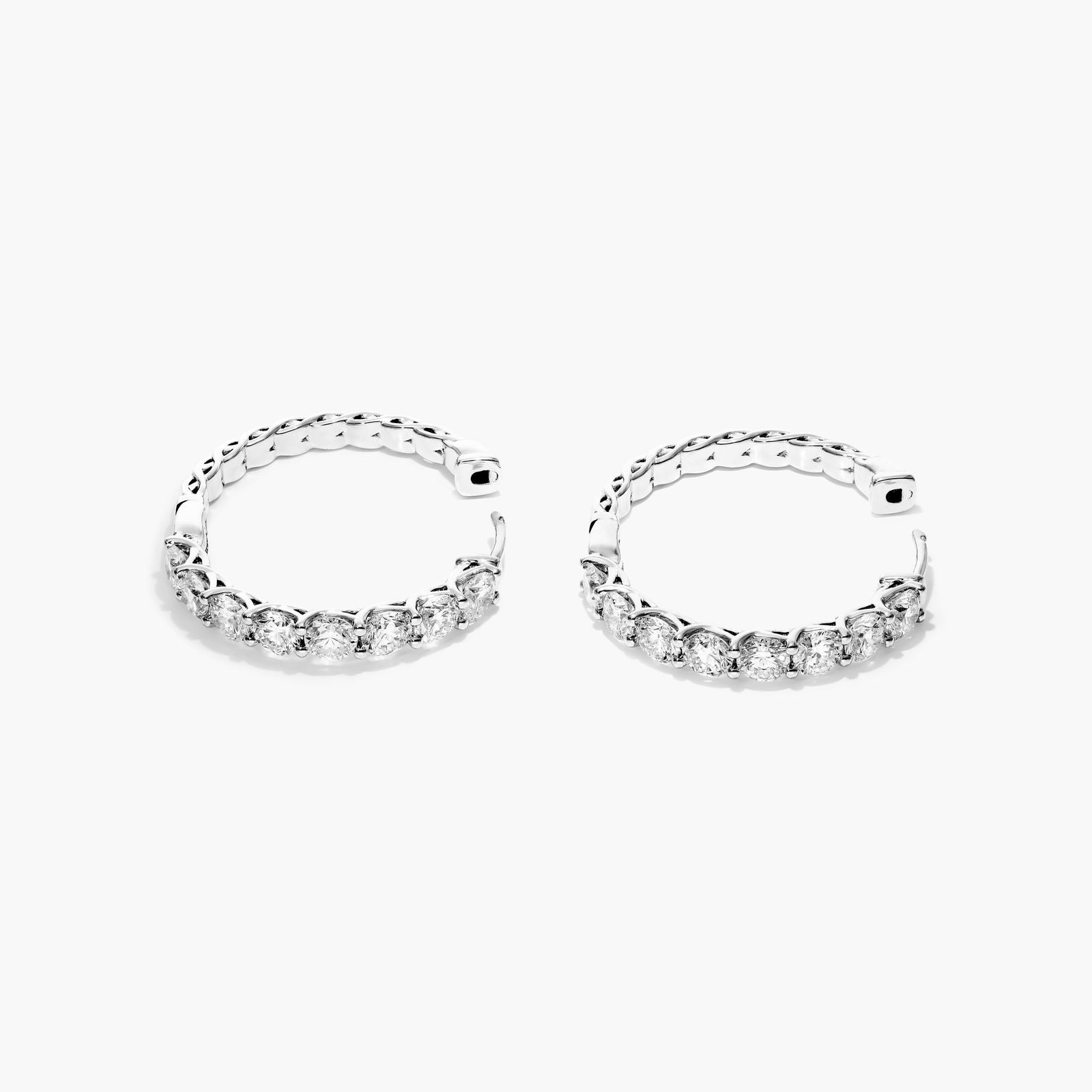 Braided 4 CTW Lab-Grown Diamond Hoop Earrings In 14K White Gold