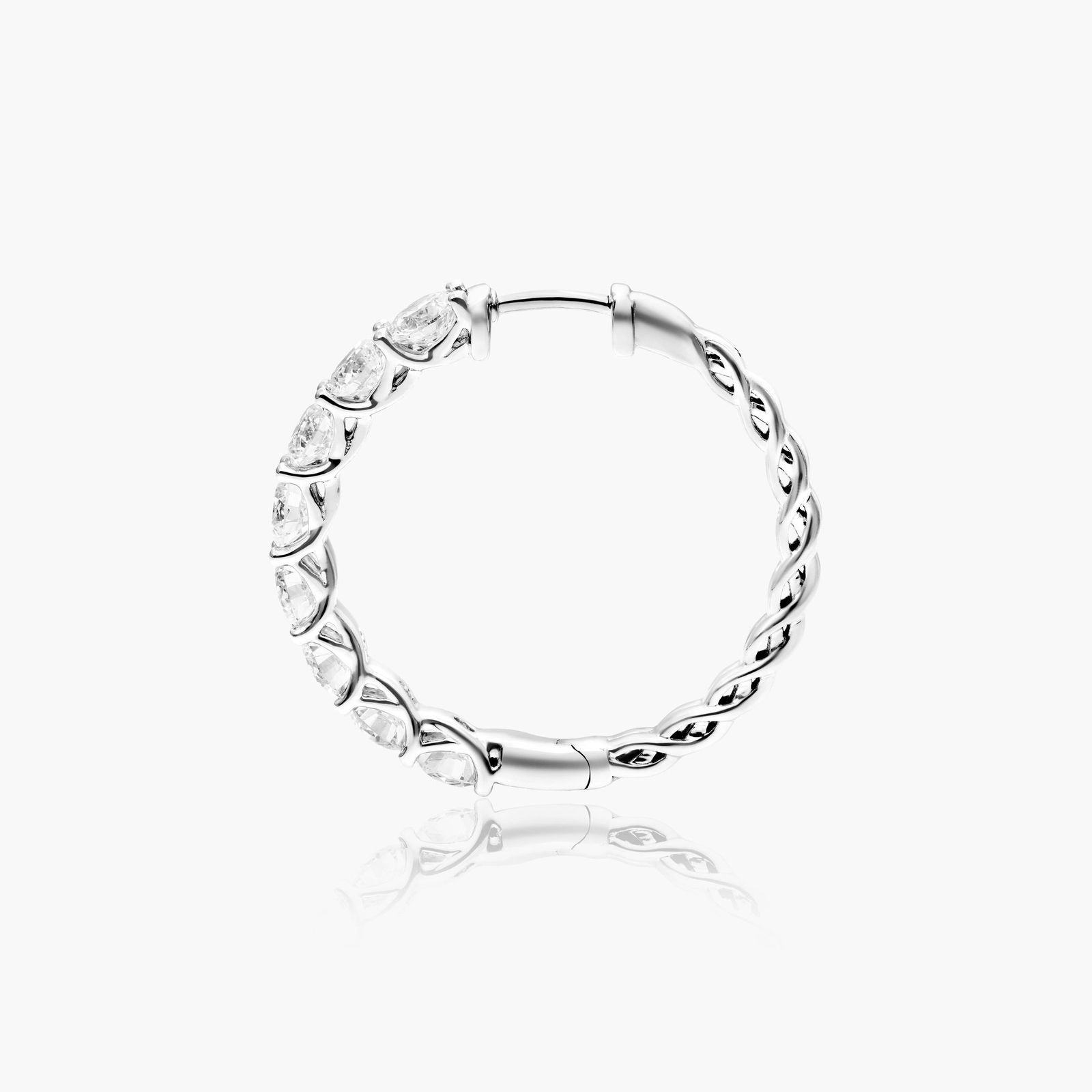 Braided 4 CTW Lab-Grown Diamond Hoop Earrings In 14K White Gold