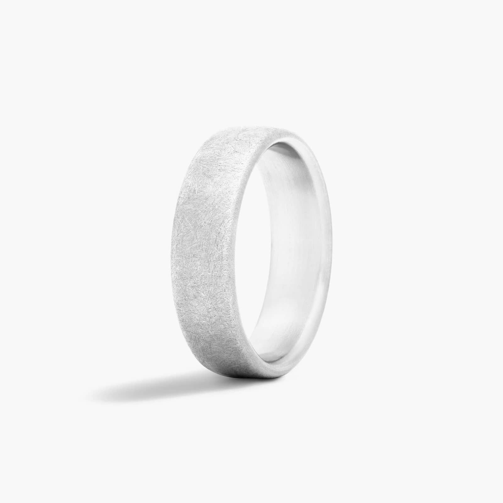 Comfort Fit Swirl Finish Men's Wedding Band In 14K White Gold (6.50mm)