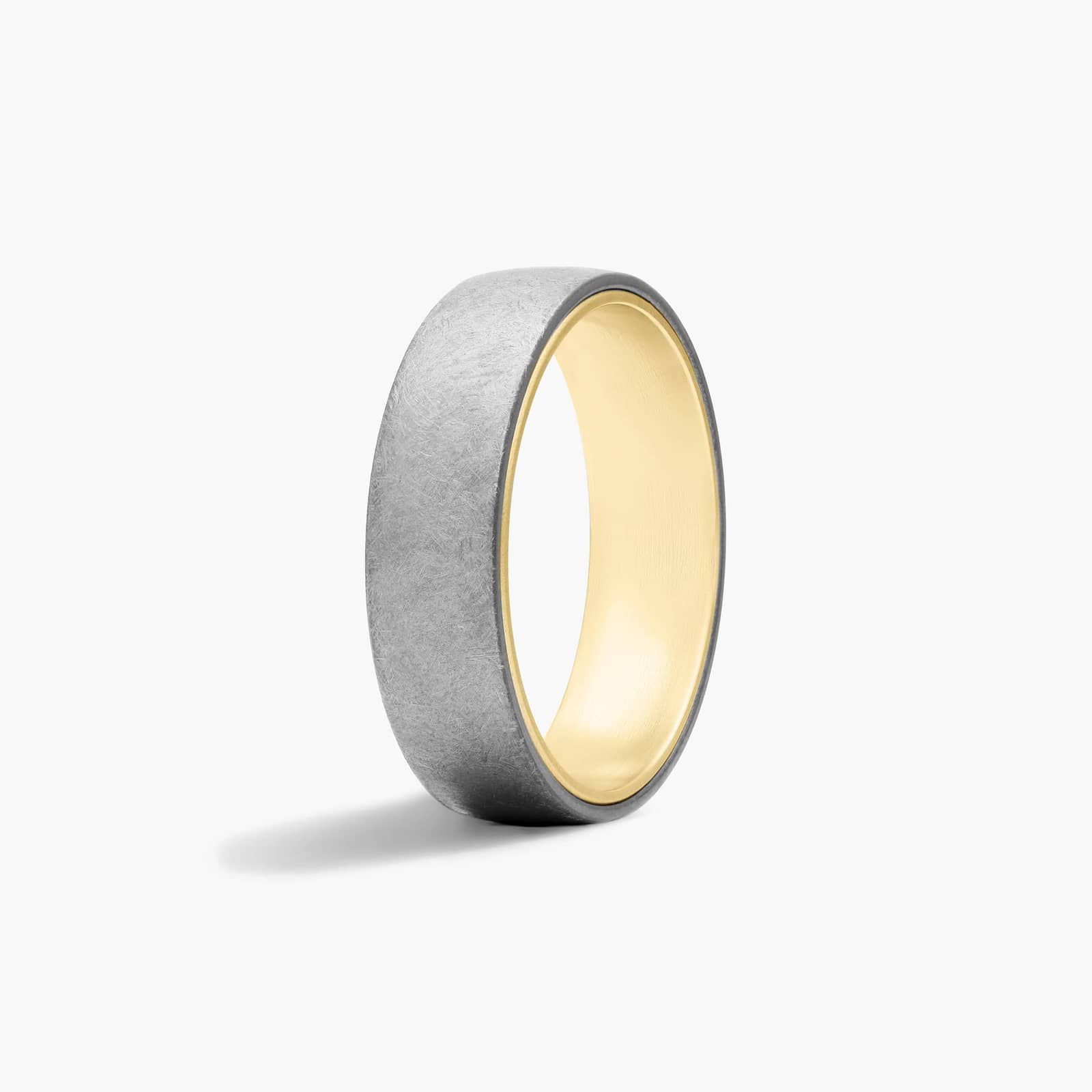 Men's Wedding Band With 14K Yellow Gold Inside In Tantalum (6.50mm)