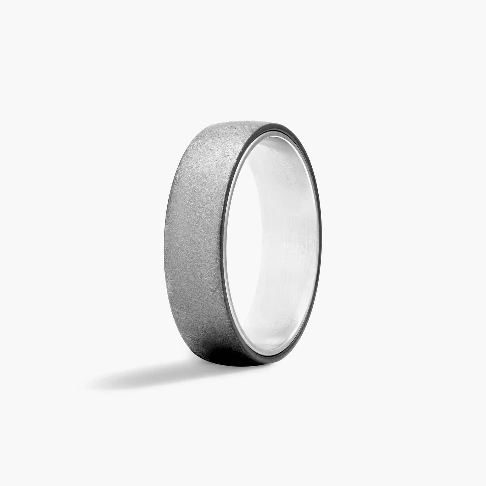 Men's Wedding Band With 14K White Gold Inside In Tantalum (6.50mm)