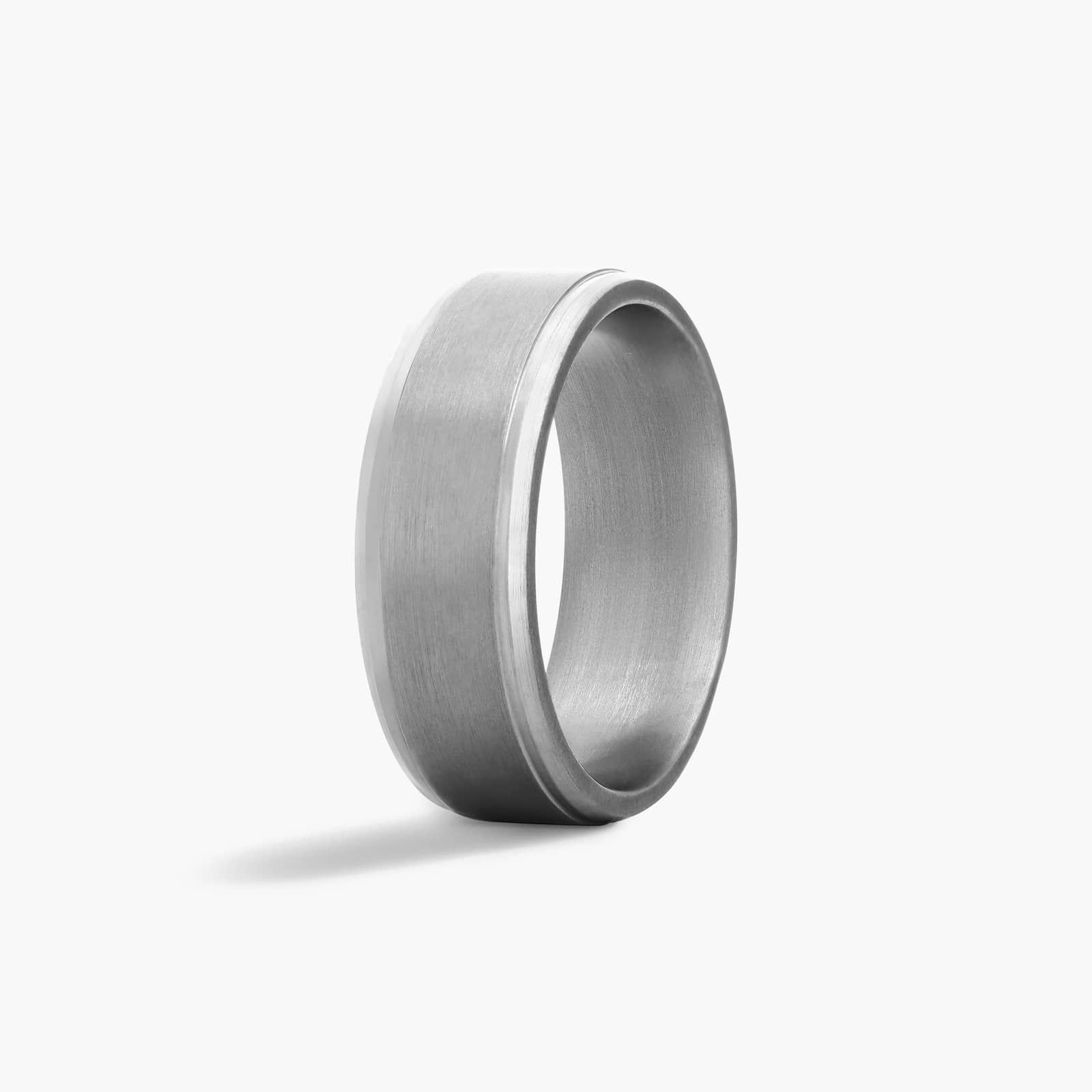 Comfort Fit Satin Center High Polished Beveled Edge Men's Wedding Band In Tantalum (8.00mm)